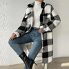 (Buy 1 Get 1) Autumn And Winter Women Fashion Open Button Lapel Plush Plaid Jacket Shacket Over Coat