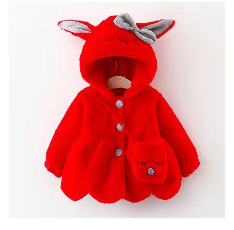 Toddler Girls  Casual  Solid Color Fleeces Long Sleeve Hooded Coat