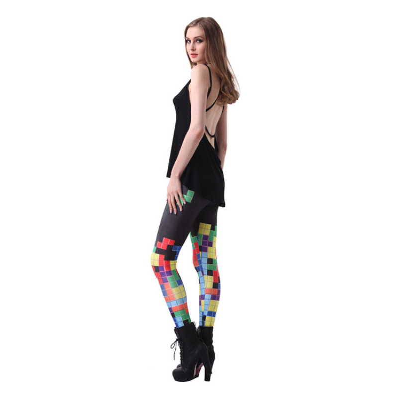 Tetris Print Women Fitness Sports Leggings