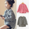 Children Kids Toddlers Fashion Girls Long Sleeve Plaid Stand Collar Blouse