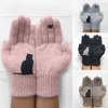 (Buy 1 Get 1) Autumn Winter Women Fashion Casual Cat Bird Printed Wool Knitted Warm Gloves