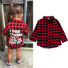 Kids Toddler Girls Spring Autumn Fashion Casual Letters Color Matching Play Button Lapel Long Sleeve Blouse