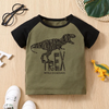 Children Kids Teenagers Fashion Boys Letter Dinosaur Print Short Sleeve T-Shirt