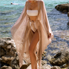 Women'S Fashion Stretch Mesh Cardigan Long Sun Protection Clothes Beach Outer Cover Up