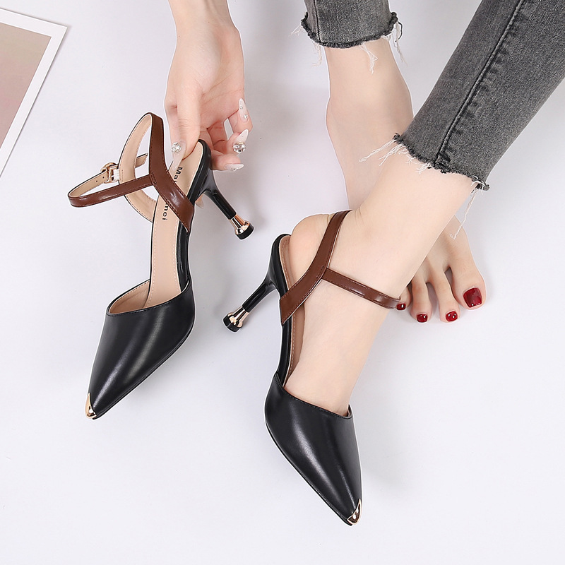 Women Fashion Sexy Cover Toe Pointed Toe Heeled Sandals