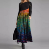 Women Ramadan /Eid Fashion Casual Print Round Neck Long Sleeve Maxi Dress