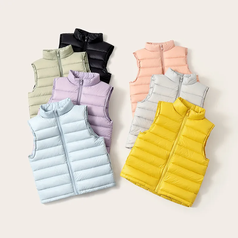 Kids Classic Solid Color Sleeveless Warm Down Vest