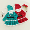 Kids Toddler Girls Fashion Casual Christmas Letter Embroidery Round Neck Long Sleeve Dress