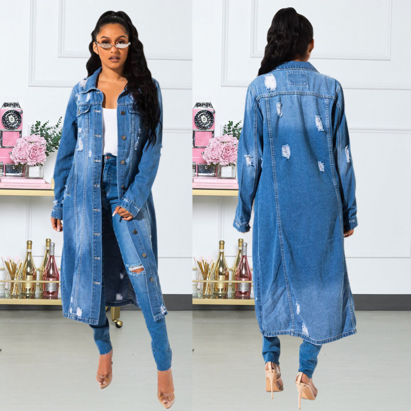 Women'S Fashion Ripped Denim Jacket