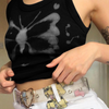 Fashion Edgy Women Simple Butterfly Print Cropped Tank Top