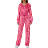 Women Fashion Casual Pink Heart Pattern Long Sleeve Hoodie And Pants Althleisure Set