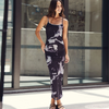 Women'S Sexy Edgy Mesh Printing Slip Maxi Dress