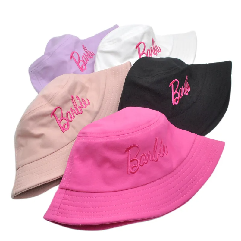 Kids Baby Unisex Summer Fashion Casual Cute Barbie Powder Embroidery Fisherman Hat