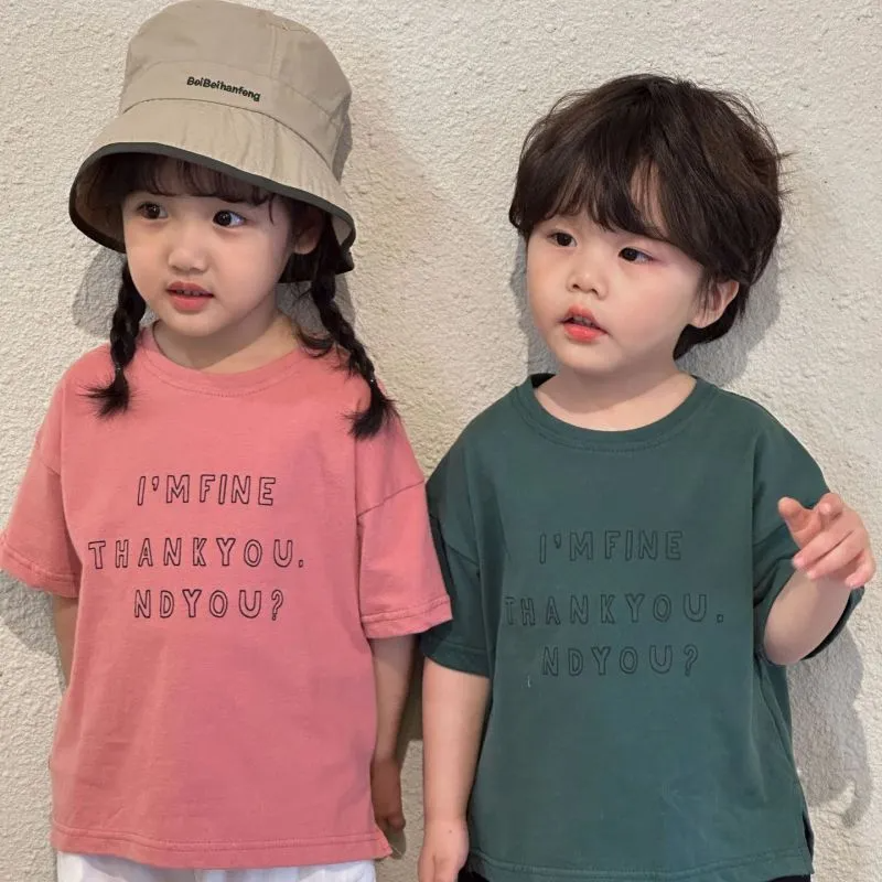 Children Kids Baby Fashion Girls Boys Casual Short Sleeve Letter Print T-Shirt