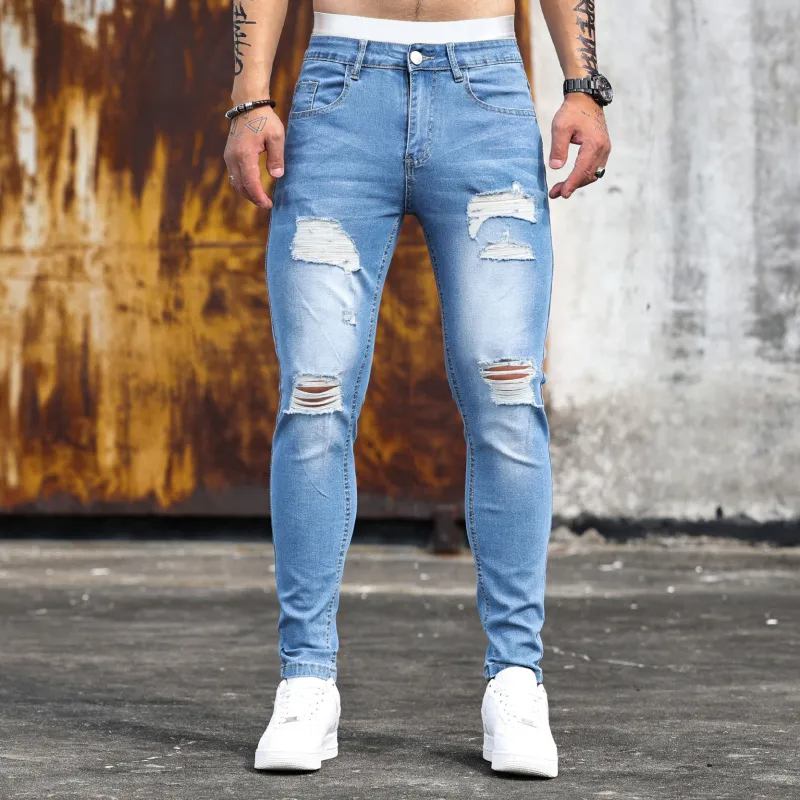 Men Fashion Ripped Slim Fit Jeans