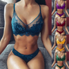 Women Lace Lingerie Solid Color Lace Mesh Patchwork Bra Panties Set