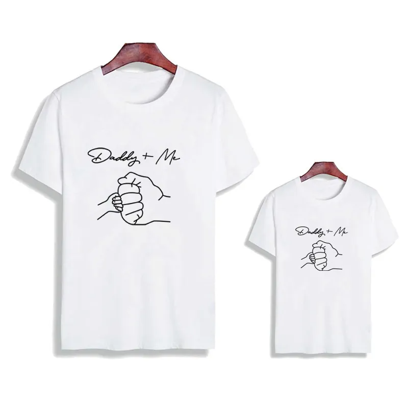 Daddy And Me Fist Parent-Child Outfit Family Father-Son Outfit Round Neck Short-Sleeved Top