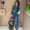 Kids Teen Girl Fashion Irregular Denim Two-Piece Set