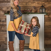 Mother Daughter Stripe Color Blocking Mid-Length Three-Quarter Sleeves Round Neck Loose Family Matching Blouse