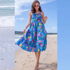 Women Fashion Vacation Loose Floral Printed Sleeveless Backless Spaghetti Strap Dress