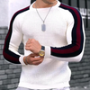 Men Autumn Winter Fashion Casual Simple Color Matching Round Neck Long Sleeve Knitted Shirt