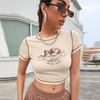 Sexy Slim-Fit Round Neck Women'S Short-Sleeved Graphic Printing Crop Top