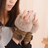 (Buy 1 Get 2) Autumn And Winter Women Fashion Knitted Button Warm Plush Half Finger Gloves