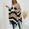 Autumn Winter Women Fashion Stripe Tassel Sweater Sweater Coat