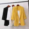 Plus Size Women Casual Solid Color Crop Sleeve Lapel Blazer