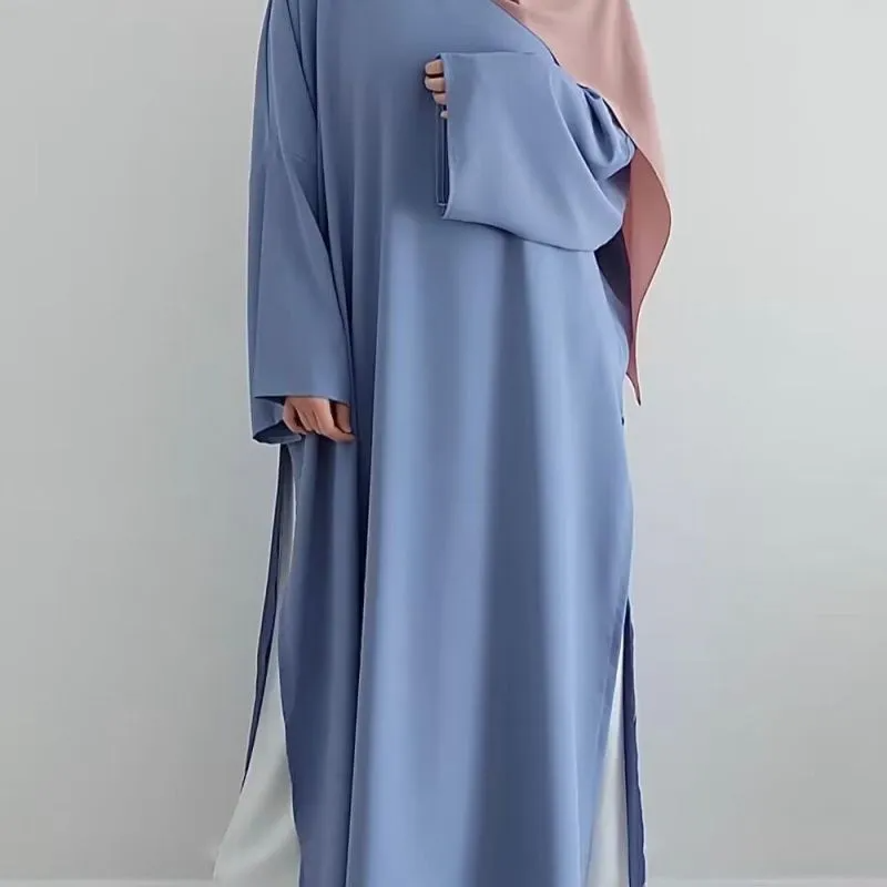 Ramadan /Eid Women Casual Solid Color Long Sleeve Dress Two-Piece Set