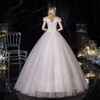 Women Elegant V Neck Ruffled Wedding Gown