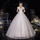 Women Elegant V Neck Ruffled Wedding Gown