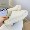 Women Casual Round Toe Solid Color Platform Slippers