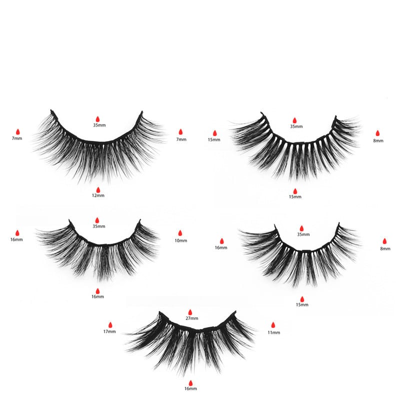 5 Pairs Magnetic False Eyelashes And Liquid Eyeliner Set