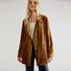 Women Fashion Casual Solid Color Golden Velvet Suit Jacket Blazers
