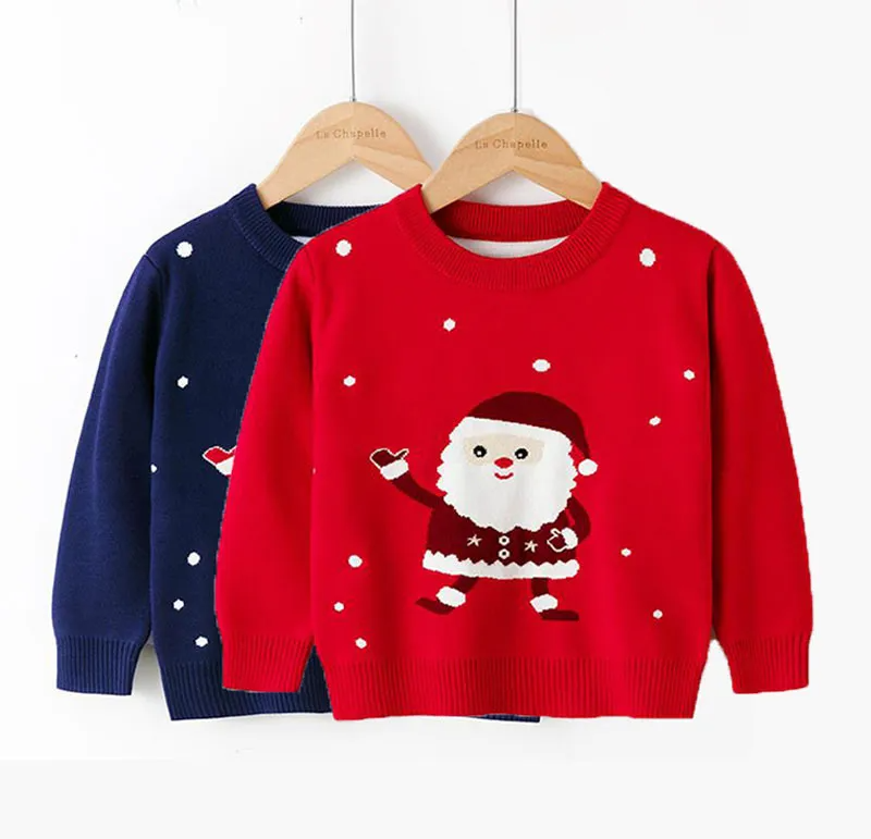 Kids Toddler Girls Boy Fashion Autumn Winter Cartoon Santa Claus Bottom Knit Sweater