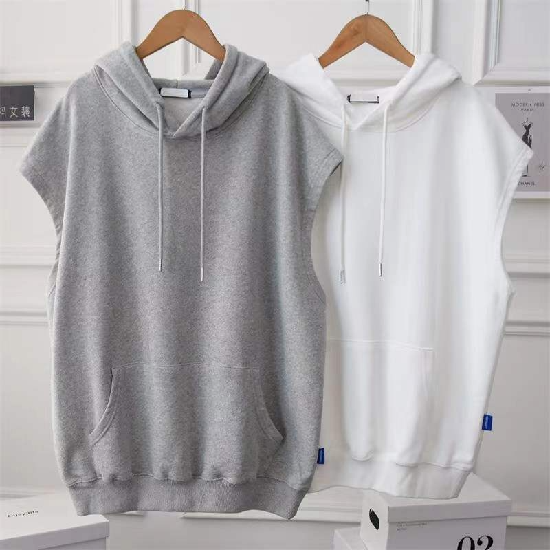 Women Casual Basic Solid Color Sleeveless Hoodie