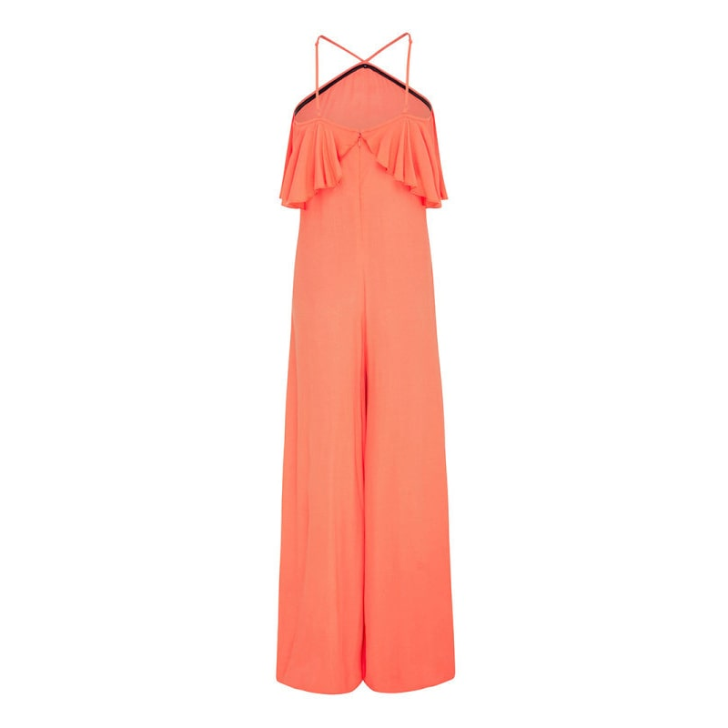 Women Fashion Solid Color Spaghetti Strap Halter Neck Jumpsuits