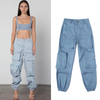 Women Multi-Pocket Loose Overalls High Waist Casual Solid Color Loose Pants