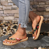 Women Plus Size Fashion Ethnic Vacation Beach Floral Flap Slippers