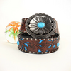 Women Fashion Casual Solid Color Boho Rivet PU Metal Buckle Belt