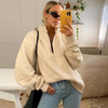 Women Autumn Winter Casual Half-Zipper Pullovers Long Sleeve Sweatshirts