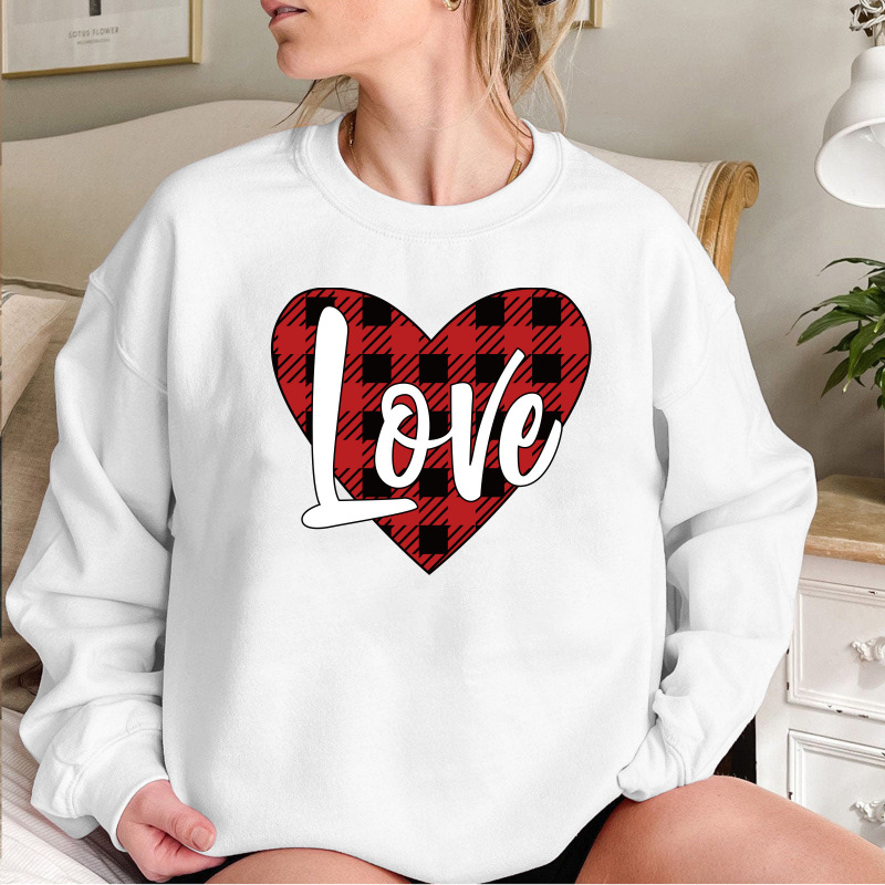 Valentine'S Day Fashion Women'S Casual Long Sleeve Round Neck LOVE Printed Sweatshirt