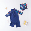 2 Pcs Boys Cute Dinosaur Printed Swimwear And Cap