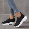 Women Fashion Casual Plus Size Solid Color Thick-Soled Woven Sneakers