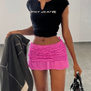 Women'S Fashion Sexy Creased Mesh Hip Wrap Mini Skirt