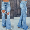 Women'S Casual Ripped Cut Out Flared Jeans