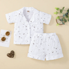 (Buy 1 Get 1) Toddlers Newborn Baby Fashion Girls Boys Short Sleeve Print Lapael Top And Shorts 2pcs Pajama Set