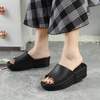 Women Fashion Simple Solid Color Thick-Soled Slippers