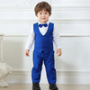 Kids Toddler Boys Party Clothing British Style Waistcoat Solid Color Long Sleeve Lapel Shirt Trousers Set